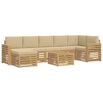 vidaXL Conjunto De Sof&aacute;s De Exterior 8 Uds. Y Beige Poli&eacute;ster Vidaxl