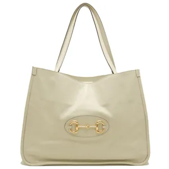 Gucci Horsebit Ivory Leather Tote Bag (Pre-Owned)
