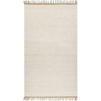 Beliani Tappeto iuta beige chiaro tessuto a mano 80 x 150 cm boho frange Lunia