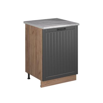 Vicco Mueble Bajo De Cocina Fame-line, Gris Oscuro/roble Dorado, 60 Cm 1 Puerta Con Encimera, Vicco