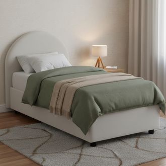 Dmora Dmora - Cama Individual Dnasut, Cama Contenedor Con Tapizado En Ecopiel, 100% Made In Italy, Apertura Lateral, Con Colch&oacute;n 80x190 Cm Incluido, Blanco