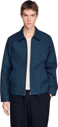 Sandro Square Cross denim jacket in Navy Blue at Nordstrom, Size Xx-Large