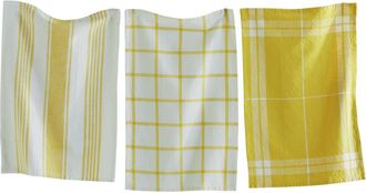 Tag Classic Yellow Cotton Dishtowel Set of 3 Check Stripe at Nordstrom