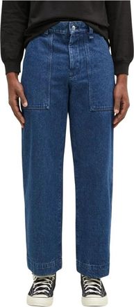 Maison Kitsun&eacute; Werkkleding Jeans - Heren - Regular Fit Jeans - Blauw - W33 - Katoen - Jeans