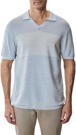 Robert Barakett Orion Stripe Silk & Linen Johnny Collar Polo in Light Grey at Nordstrom Rack, Size X-Large