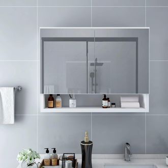 Berkfield Home LED Bathroom Mirror Cabinet White 80x15x60 cm MDF | Size: 80 x 15 x 60 cm