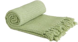 TJ Hughes Honeycomb - Recycled Cotton Throw in Pistachio - TJ Hughes