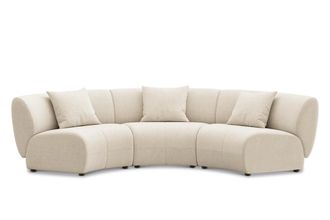 Castlery Auburn Armless Curve Sofa Customized, Performance Linen Weave, Cream, Spill Resistant, Modular for Sofas by Castlery