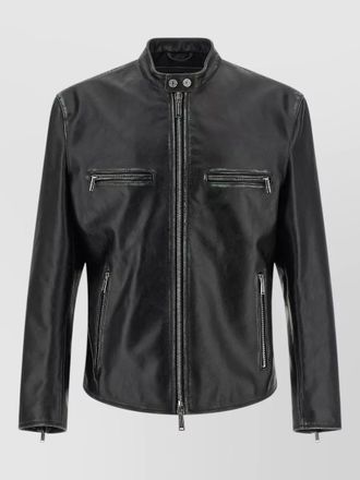 Dsquared2 biker jacket stand collar zip pockets
