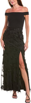 Aidan Mattox Floral Applique Maxi Dress