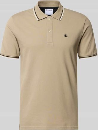 Champion Slim Fit Poloshirt mit Label-Stitching in Beige, Gr&ouml;&szlig;e XXL