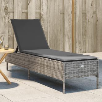 vidaXL Tumbona Con Coj&iacute;n Rat&aacute;n Sint&eacute;tico Con Coj&iacute;n Gris Vidaxl