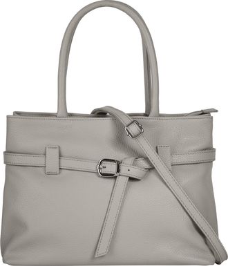 Cluty Henkeltasche CLUTY, Damen, Gr. B/H/T: 33cm x 23cm x 15cm onesize, grau, Leder, leicht gl&auml;nzend, unifarben, Taschen Henkeltasche, echt Leder, Made in I