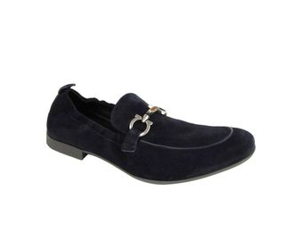 Ferragamo Mens Suede Stretch Horsebit Loafer