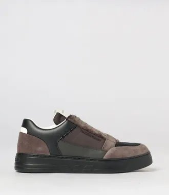 Emporio Armani Sneakers basse bicolore in pelle scamosciata e mesh