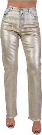 Pinko Roxanne Straight Jeans - Dames - Regular Fit Jeans - Beige - W28 - Katoen - Jeans