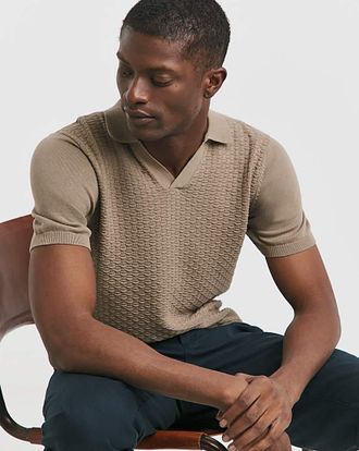 Jacamo Texured Short Sleeve Knitted Polo