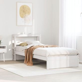 vidaXL Vidaxl - Estructura De Cama Con Cabecero Madera Pino Blanco 75x190 Cm