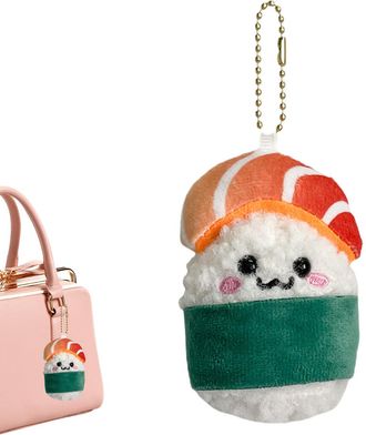 Generic Sushi Buddy Plush Key Chain Pendant, Cartoon Salmon Doll, Soft Sushi Keyring Plush with Adorable Rice Ball Face for Backpacks, Car Mirror and Zip Bag,