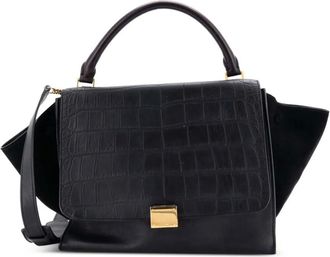 Celine Trapeze Bag Crocodile Embossed Leather Medium satchel - Zwart