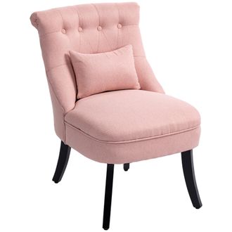 HOMCOM Fabric Single Sofa Upholstered With Pillow Wood Leg Pink | TJ Hughes