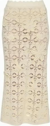 Pinko Anthemis Openwork Crochet Midi Skirt