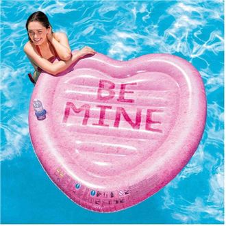 Trade Shop Trade Shop - Materassino Isola Gonfiabile Stampa Cuore Pvc Mare Piscina 145 X 142 Cm Rosa