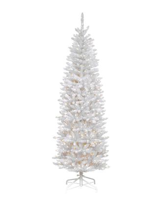 National Tree Company 6.5Ft Kingswood White Fir Hinged Pencil Tree With 250 Clear Lights