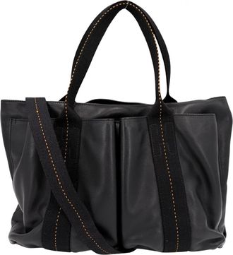 Herm&egrave;s Black Veau Derma Handbag Shoulder Bag (Pre-Owned)