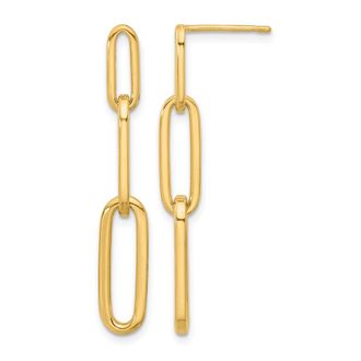 Diamond2Deal 14k Yellow Gold Paperclip Link Drop Dangle Earrings