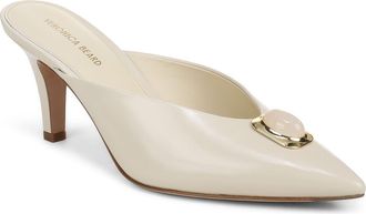 Veronica Beard Cabochon Leather Pointed Toe Mule in Limestone at Nordstrom, Size 6.5