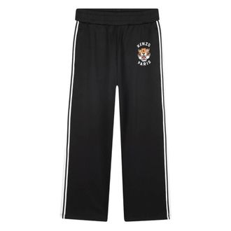 Kenzo Kids Black Trousers with Logo Embroidery - male - Kenzo - Sweatpants - Black - 10 Y - Kids
