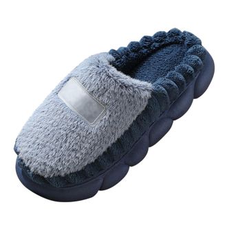 Generic Mens and Womens Spring Autumn and Winter Home Indoor Thick Plush Soft Non Silent Warm Wrapped Toe Couple Same Style Plush Cotton Slippers Rubber Slipp
