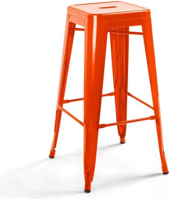 Oviala Taburete de bar de metal brillante naranja
