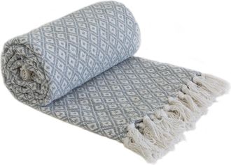 Emma Barclay Casablanca - Scandi Woven Recycled Cotton Chair Sofa Setee Bed Throw Over Blanket in Silver - 90x100 (228x254cm) - Emma Barclay | TJ Hughes