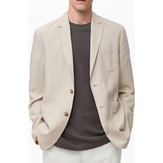 Mango Slim Fit Slub Lyocell & Linen Suit Jacket in Ecru at Nordstrom, Size 36