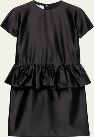 Prada Duchesse Silk Peplum Mini Dress