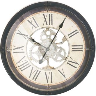 Beliani Orologio da parete classico con cornice sintetica 50 cm forma rotonda Accessori per la casa Nero Bornos