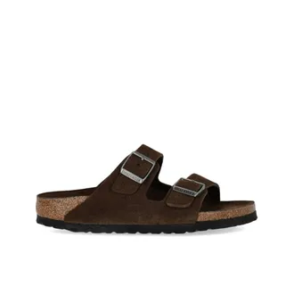 Birkenstock Arizona Soft Footbed Suede Narrow Fit - male - Birkenstock - Sliders - Brown - 6 UK - Shoes