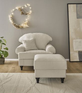 HOME AFFAIRE Sessel »WESTMINSTER« Set, 1Sessel, 1 Hocker, 2 Stk. tlg. mit Federkern-Polsterung