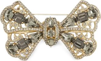 Dolce & Gabbana embellished bow brooch - men - Brass/Rhinestone - One Size - Gold