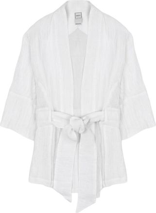 120% Lino Linen Loose Fit Kimono Jacket