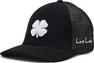 Black Clover Perfect Luck 24 Hat Baseball Caps Heather Black Hat/Black Mesh/3d White Clover : SM/MD, Polyester/Rayon/Spandex