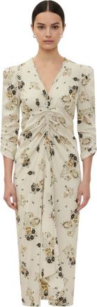 Isabel Marant Off White Floral V Neck Midi Dress