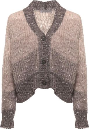 D.exterior C&aacute;rdigan de cuello en V con lentejuelas - Knitwear - Mujer - Marr&oacute;n - XS