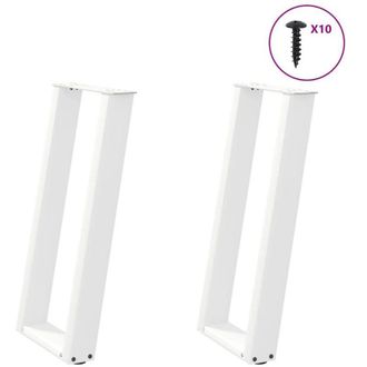 vidaXL Patas Para Consola En Forma De U (2 Unidades), Color Blanco, 28 X (72-73) Cm, Acero Vidaxl