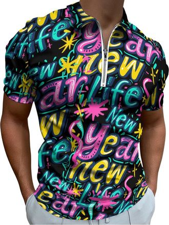 Generic Happy New Year New Life Casual Mens T-Shirts Polo Shirt Short Sleeve Summer Sports Golf Tees Tops 5XL
