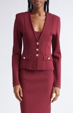 St. John Kay Santa Roma Knit Jacket in Bordeaux at Nordstrom, Size X-Large