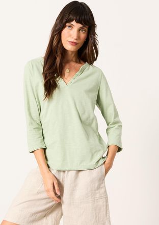 Fat Face FatFace Aster Light Green 3/4 Sleeve T Shirt