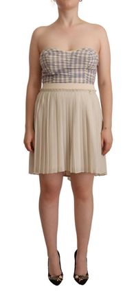 Guess Womens Beige Pleated Aline Dress - Ivory - Size EU 40 (Womens)